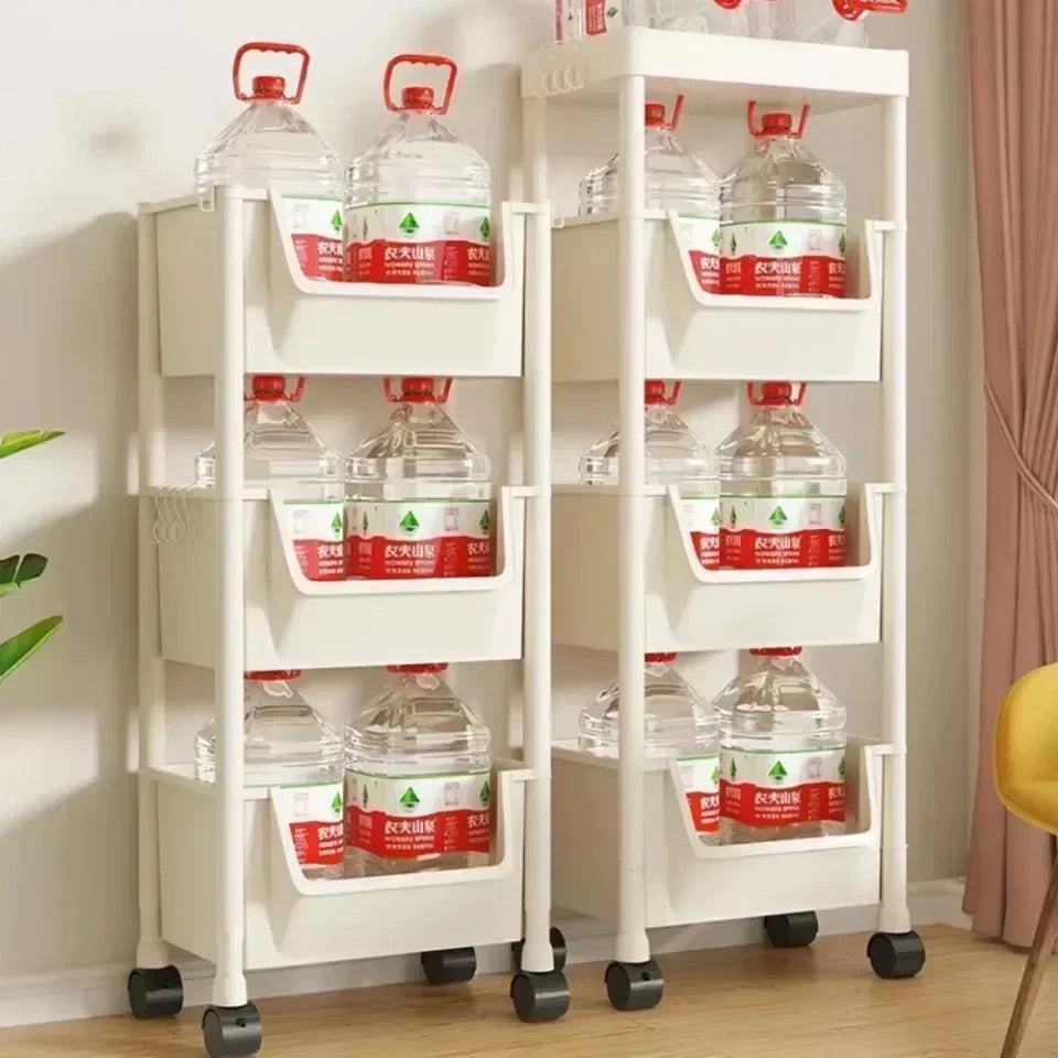 Trolley Bookshelf Kitchen Storage Rack KitchenCornerNarrow Slit StorageCabinetBathroom Living Small Multi-layer Simple Bookshelf