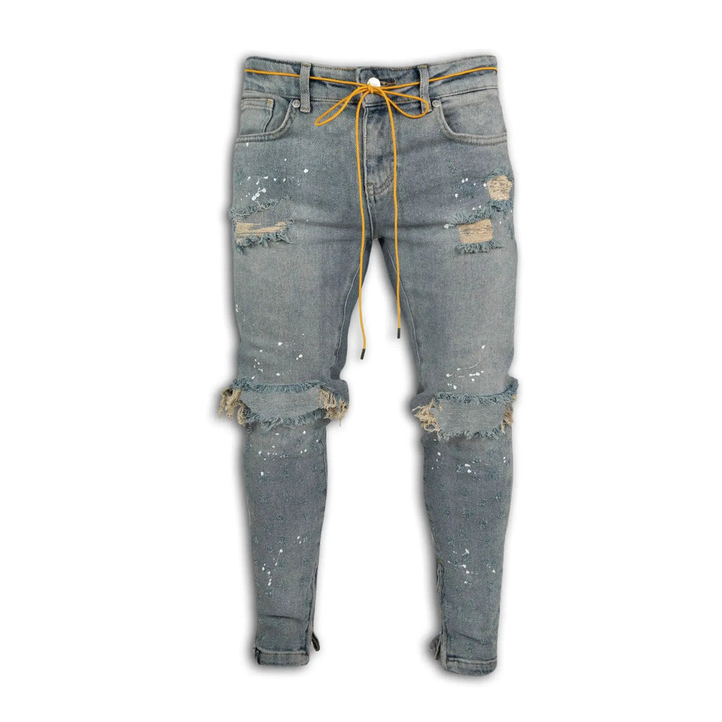 New 2026 Ripped Hole Jeans for Men Hip Hop Cargo Pant Distressed Denim Jeans Skinny Men Clothing Full Length Slim Trousers Male