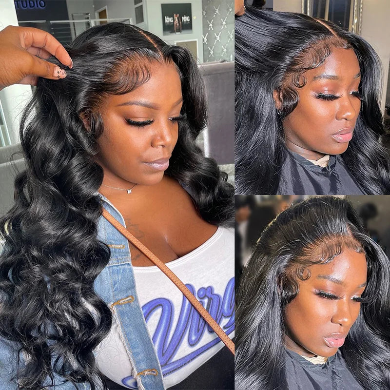 180% 13X6 Lace Frontal Body Wave Wig Transparent Indian Perruques For Women 13X4 Lace Frontal Wig Human Hair Pre Plucked Wig