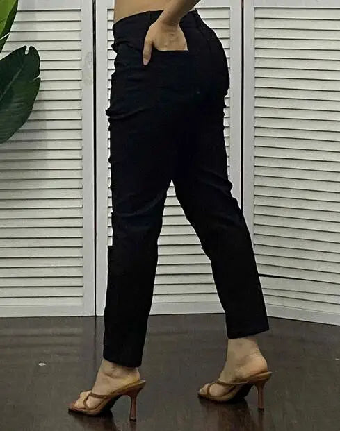 Denim Skinny Ankle-Length Pants Ripped Y2K Women's High Waist Summer Jeans Stretch Ripped Ankle-Tied Denim Trousers Jean