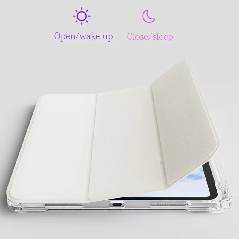 For iPad Pro 11 Case with Pen Slot Acrylic HD Transparent Hard Bottom Soft Side Detachable Cover Pro 12.9 10th 9th Air 11 2026