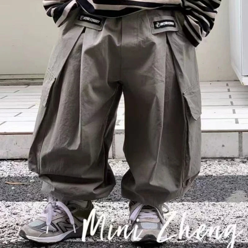 Boys Sets Sweatshirt Pants Two-piece Suits Children's Clothes Spring Autum Korean Fashion Round Neck Pullover Cargo Pants Suits