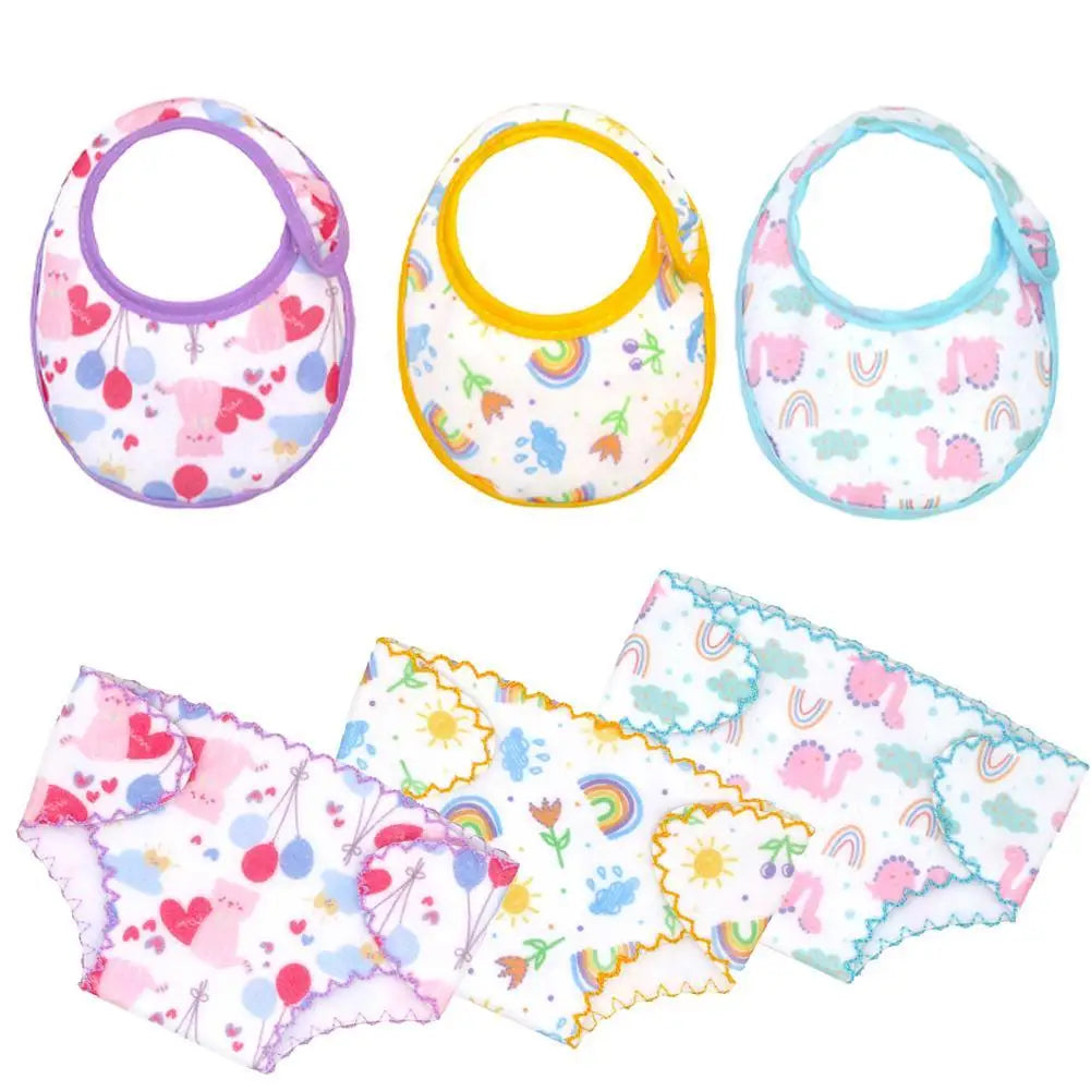 Baby Doll Diaper & Bib Set For 14-18 Inch Dolls, Adjustable Cloth Diapers And Drool Bibs For American Doll Clothes Accessories