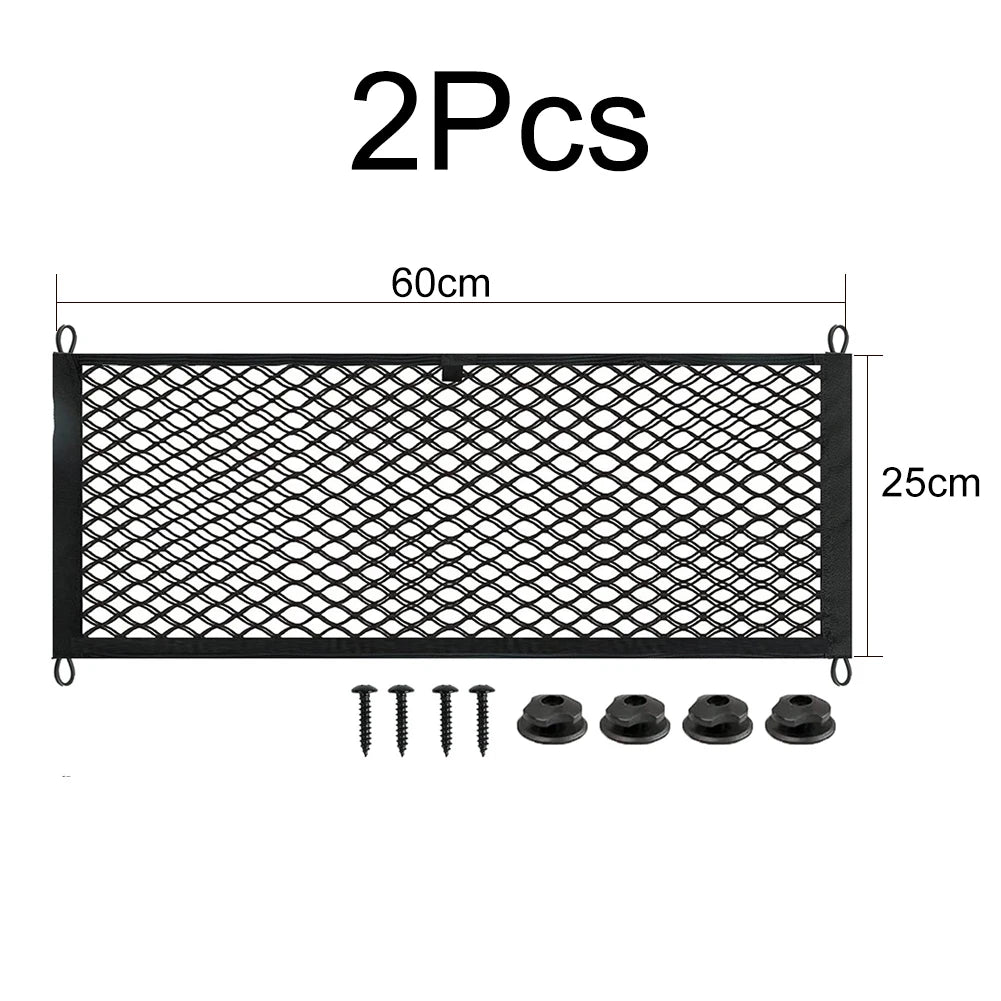 2PCS Stretchable Cargo Net Pocket Trunk Side Elastic Storage Mesh Bag Car Interior Supplies RV Accessories 25*60CM