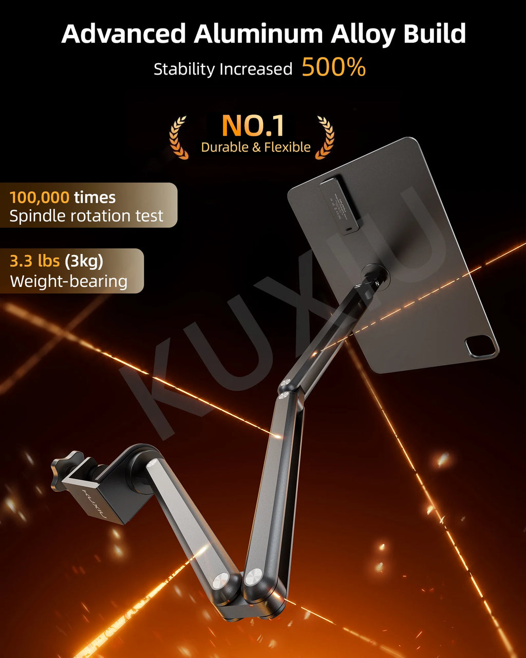 KUXIU Aluminum Alloy Foldable  Magnetic Charger Holder For iPad Pro 11/13 inch M4 (2024),  360 Adjustable Tablet Arm Stand