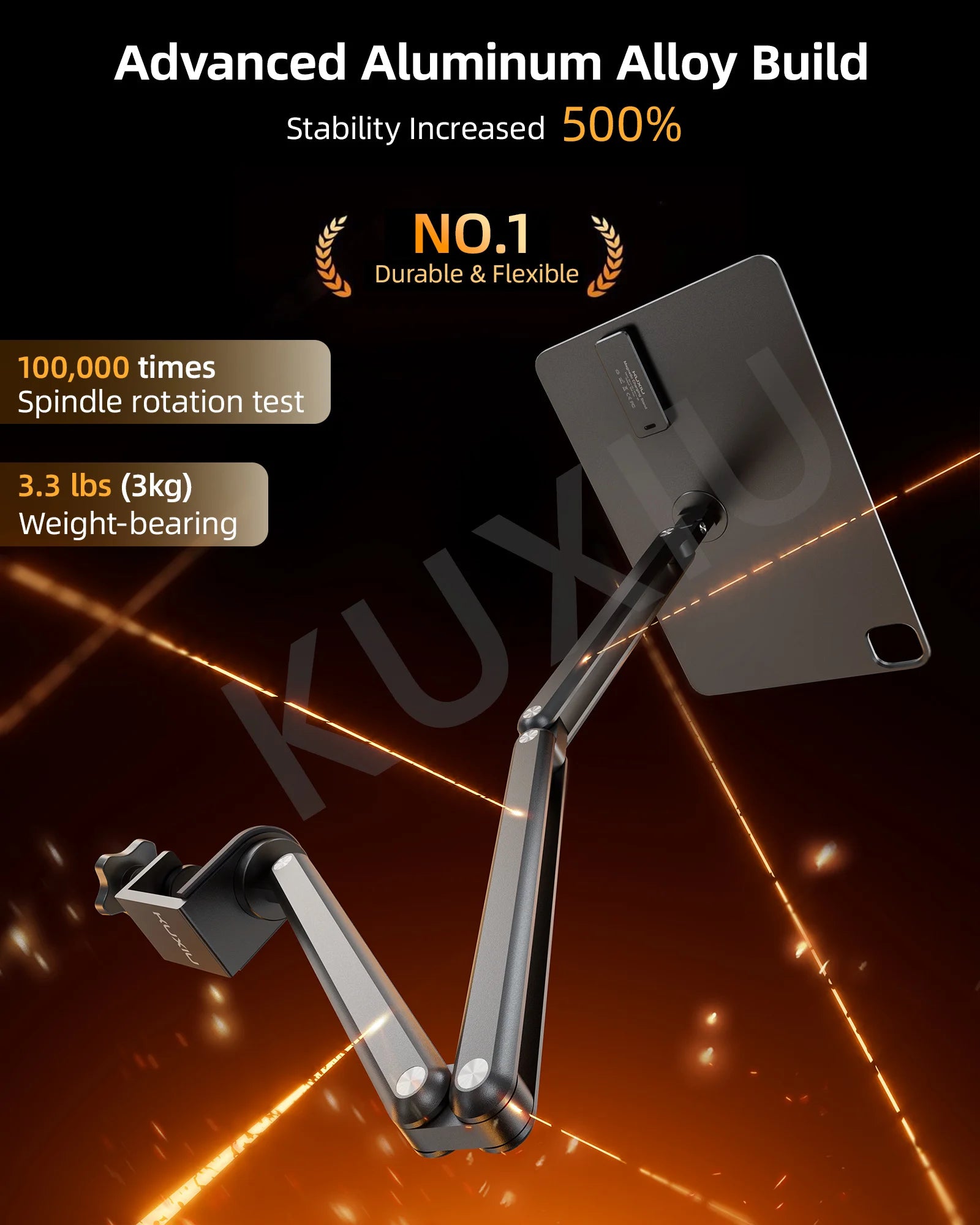 KUXIU Aluminum Alloy Foldable  Magnetic Charger Holder For iPad Pro 11/13 inch M4 (2024),  360 Adjustable Tablet Arm Stand