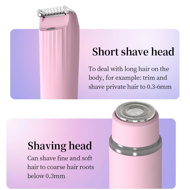 Hair Remover Women's usb Rechargeable  Double Head Shaver Electric Razors for Women 2 In 1 Bikini Trimmer Face Shavers