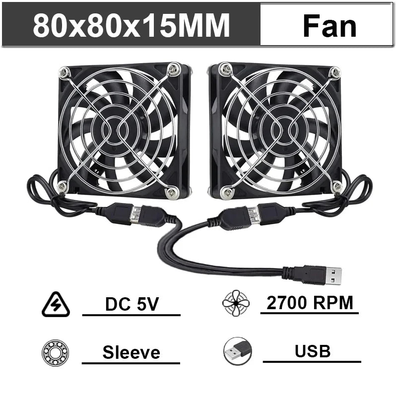 Gdstime 40mm 50mm DC 5V USB 60mm 70mm TV Box Cooling Fan 120mm 140mm Brushless AV Receiver Cooler w 2 in 1 USB Controller Cable