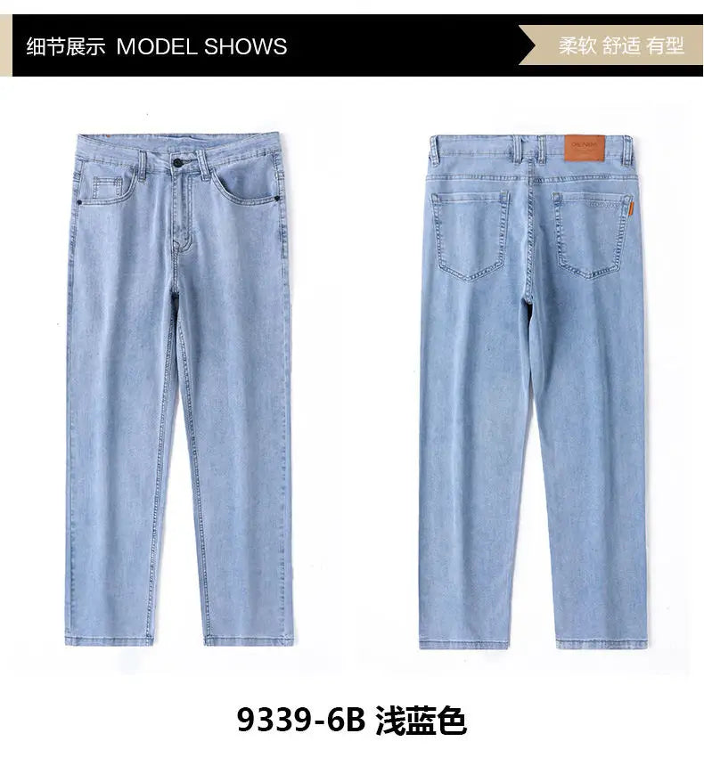Men's Fashionable Jeans All-Season Cotton Blend Straight-Leg Pants Trendy Minimalist Versatile Casual Style Denim Wear Size29-42