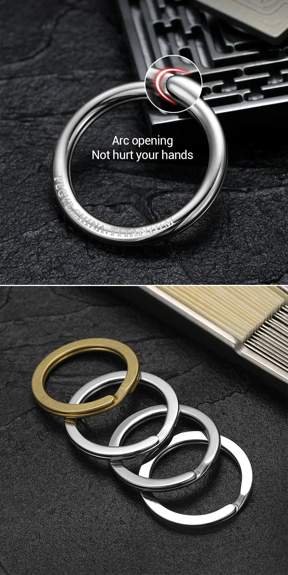 Real Titanium Men Keyring Flat Key Chain Rings Holder Car Lightweight Keychain Buckle Jewelry Quickdraw EDC Wholesale Best Gift