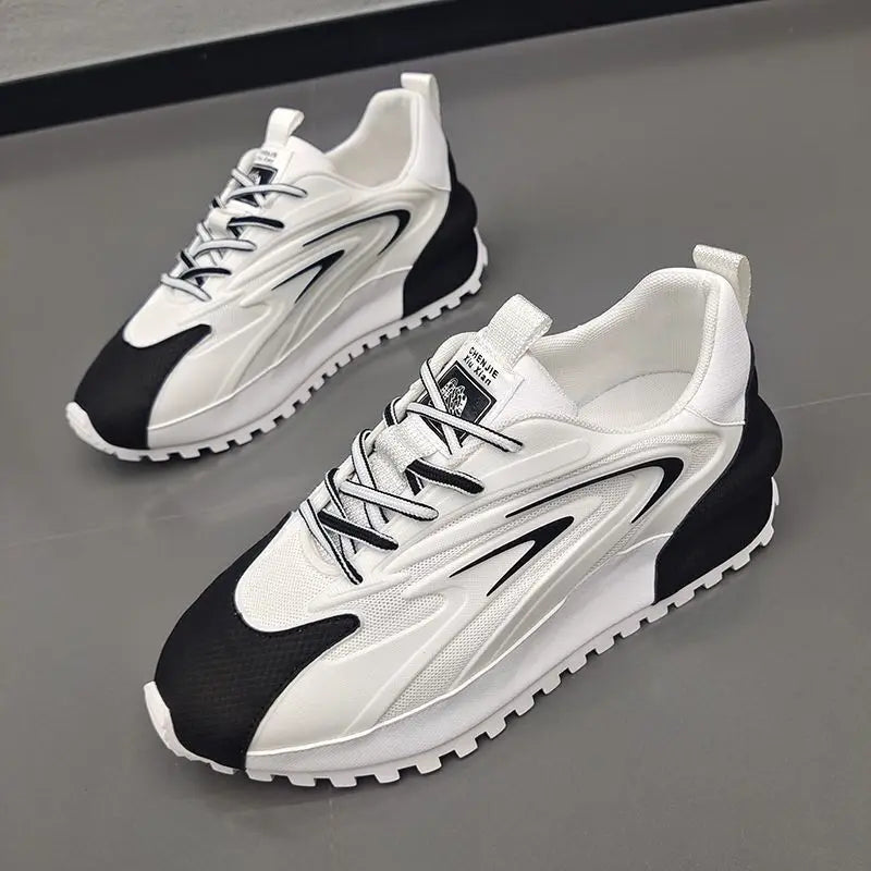 Chunky Sneakers Men Women Cover Bottom Board Shoes Fashion Casual Leather Mesh Breathable Increased Internal Flat Platform Shoes