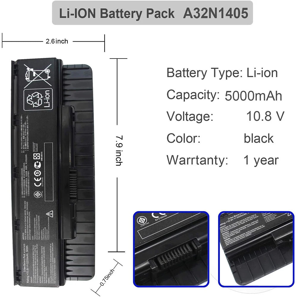 A32N1405 A32NI405 Laptop Battery for ASUS G551 G58JK G771 G771JK G771JM G551JK G551JM N551 N551J N751 GL551 GL551J GL551JM GL551
