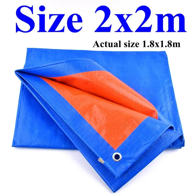 2X2m 2X3m Waterproof Blue Orange Plastic PE Tent Tarp UV Protective Tarp Awnings Awnings Summer Backyard Gardens Rain Cover