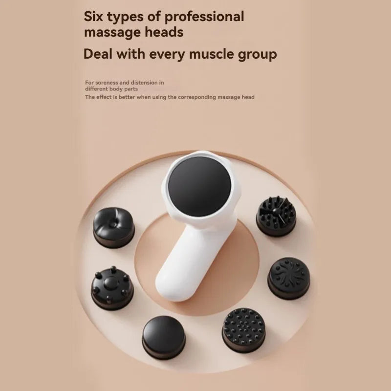 A01V-Portable Electric Body Massager With 6 Heads - Multi-Function Fat Reducer For Home Use, Low Noise