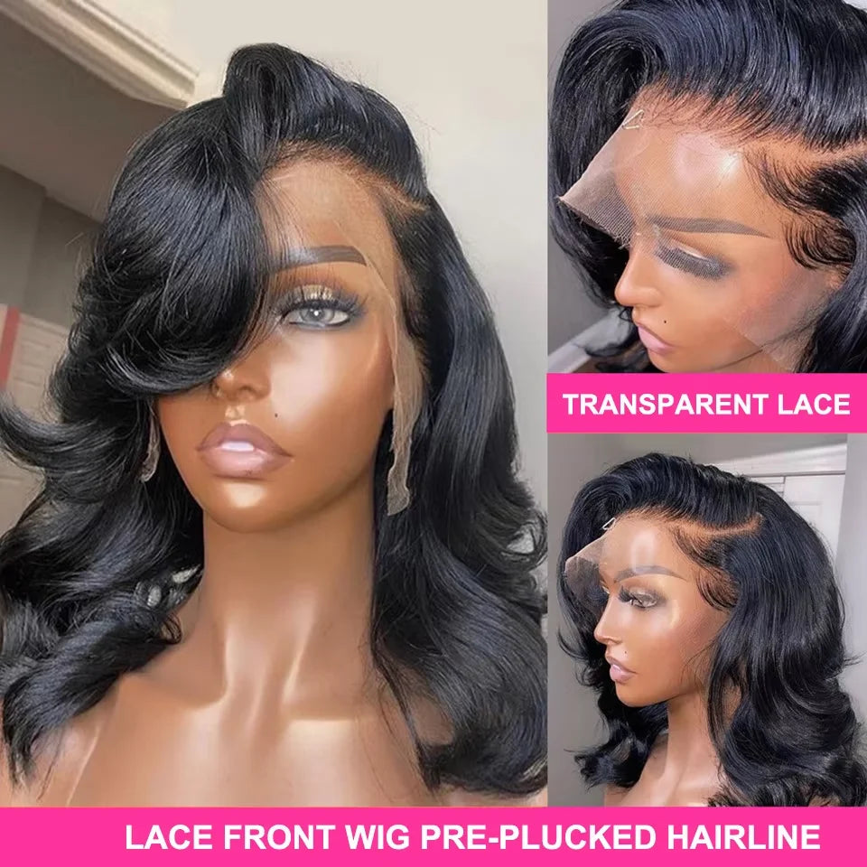 Brazilian Hair Body Wave Wigs 13x4 Transparent Lace Front 100 Human Hair Wig 4x4 Lace Short Bob Wigs Pre Plucked For Black Women