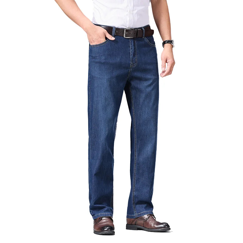 Men's Fashionable Jeans All-Season Cotton Blend Straight-Leg Pants Trendy Minimalist Versatile Casual Style Denim Wear Size29-42