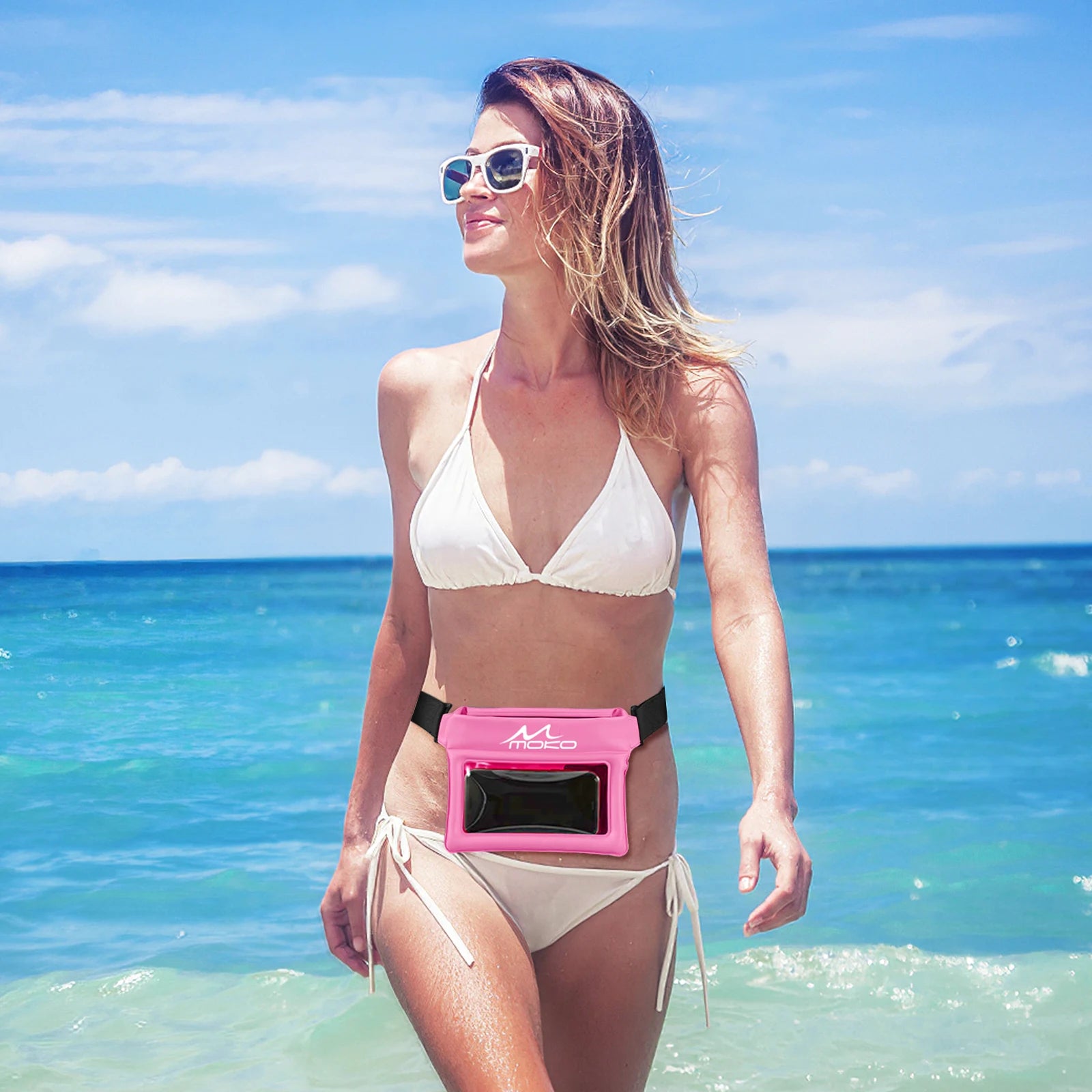 MoKo Waterproof Phone Pouch Fanny Pack Floating Dry Bag Swimming Waist Bag Underwater Ski Drift Diving for iPhone 13/13 Pro Max
