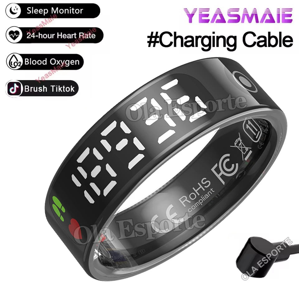 2025 New Smart Ring Smart Touch LED Disaply Screen Ring Gesture Swipe Video Health Monitor 5ATM Waterproof SmartRing Men Women