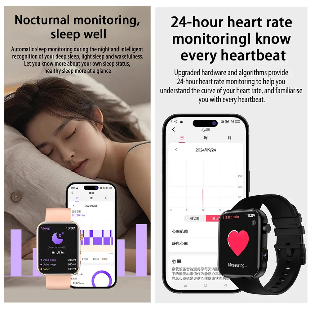 2025 New Smart Watch Men Women Camera Take Photos Record Video Health Monitor Sports Fitness Waterproof BT Call Smartwatch