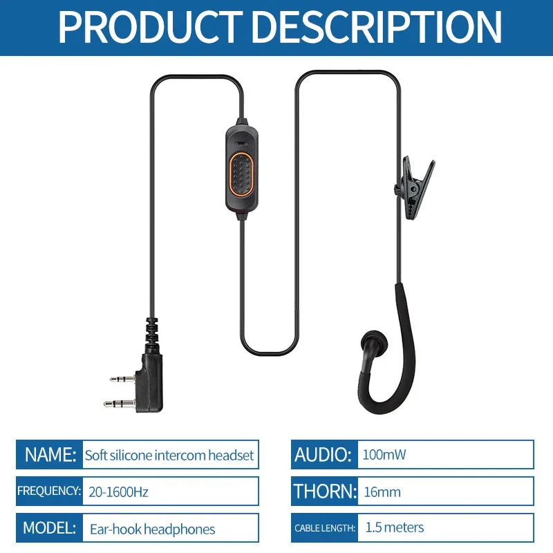 New Baofeng 780 Headset Mic earphone For BaoFeng UV-5R UV-5RH UV-21 PRO Quansheng UV-K6 Walkie Talkie Two Way Radio Accessories