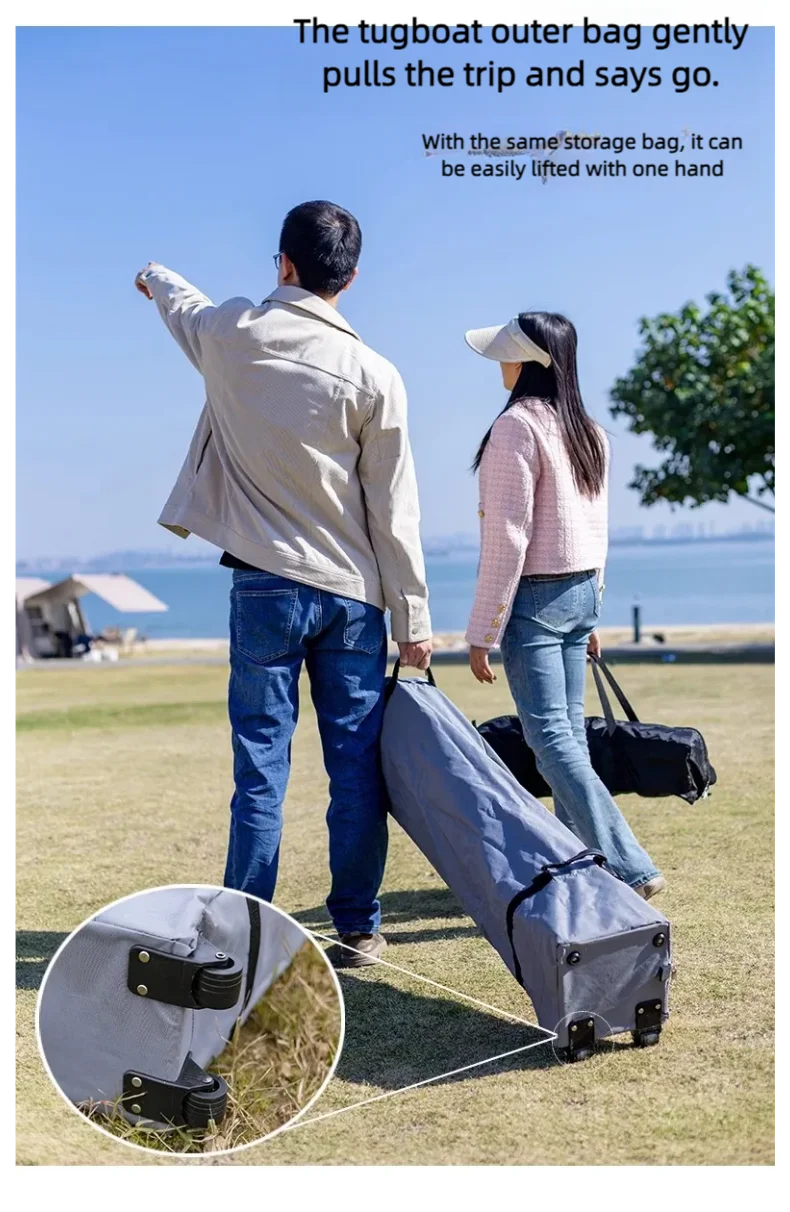 Outdoor pop-up canopy Gazebo Tent beach camping instant canopy 10x10 feet (khaki color) Convenient to carry withWith tugboat bag