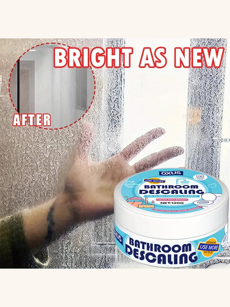 Powerful Bathroom Glass Polish Gel • Hard Water Stain Remover & Scale Cleaner for Shower Doors, Tiles, Stainless Steel • Multi-S