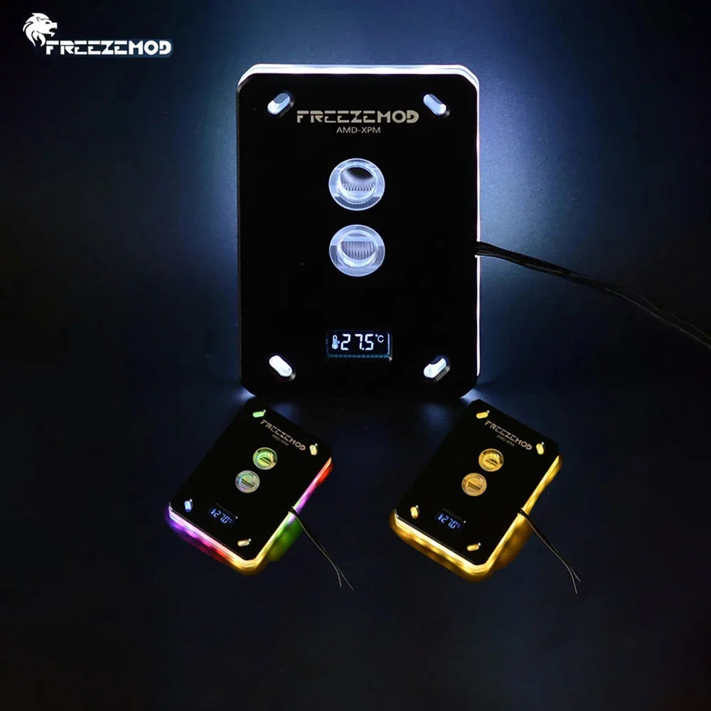 FREEZEMOD CPU Water Block With Thermometer Monitor For AMD AM5 AM4 AM3 AM2 CPU Water Cooler 5V ARGB AURA SYNC