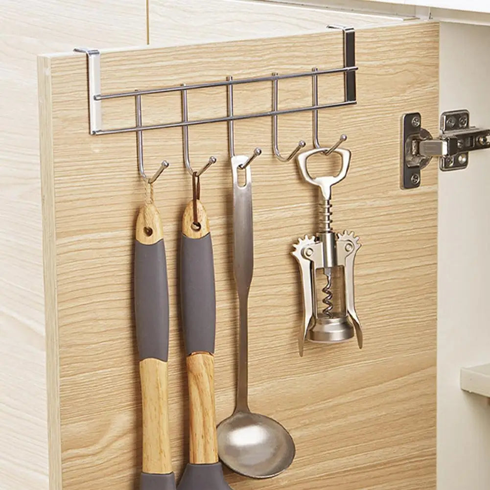 Hooks Over The Door 5 Hooks Home Bathroom Organizer Rack Clothes Coat Hat Towel Bags Keys Hanger Bathroom Kitchen Accessories