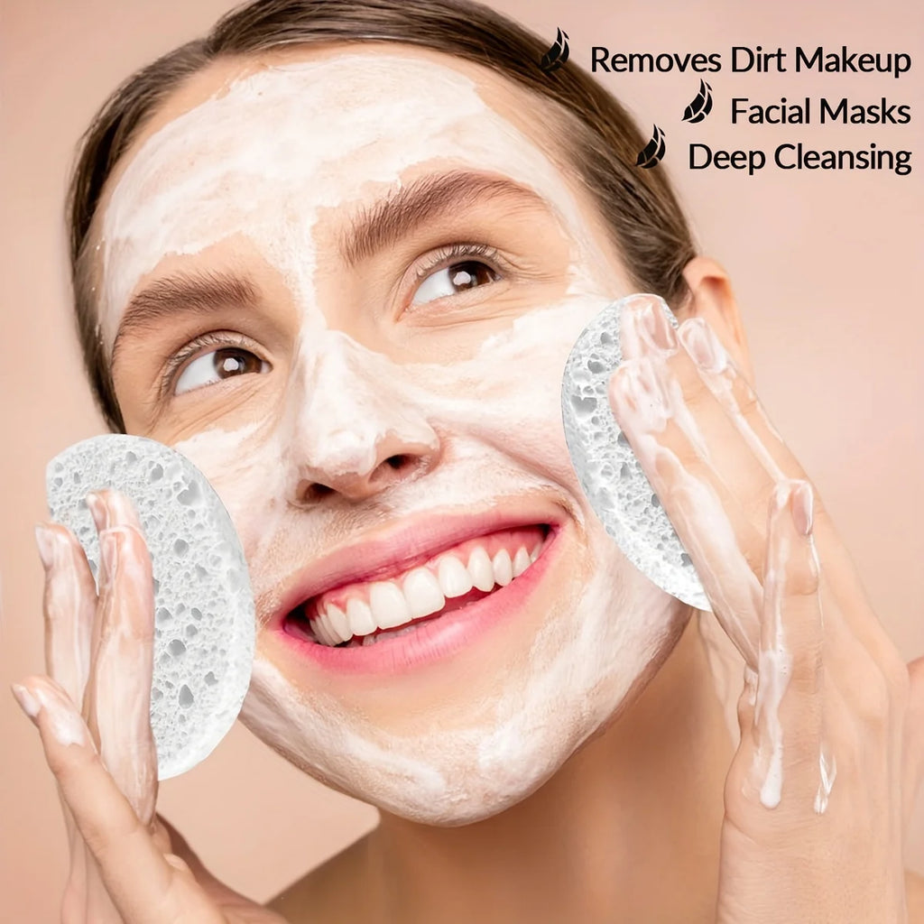 30 Natural Cosmetic Spa Sponges, Alcohol Free, Fragrance Free Facial Cleansing and Exfoliating Sheets, Beauty Sponges