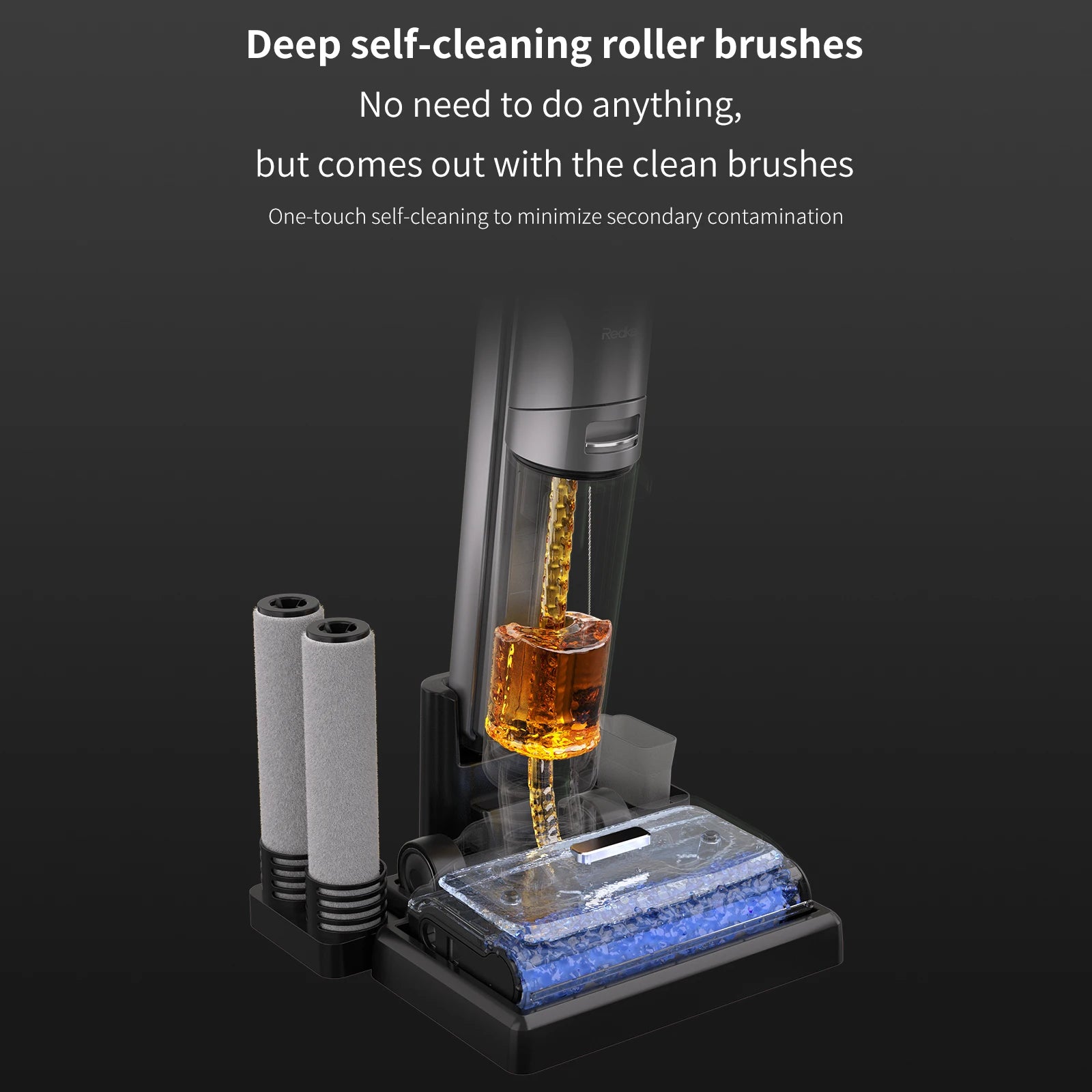Redkey-W13 Wireless Wet and Dry Vacuum Cleaner, 17.5kPa 45mins Multi-Surface Smart Cordless Mop, Floor Washer, Self-Cleaning
