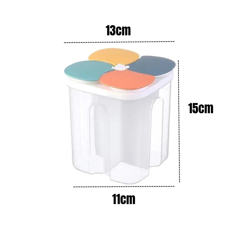 Grain Food Storage Tank and More: Kitchen Storage Box with Moisture-Proof Sealed Cans and Multi Grid Large Capacity Organizers