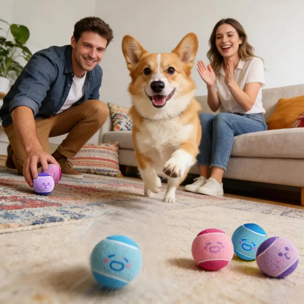 Tennis Balls for Dogs 6 Pieces Small Pet Exercise Fetch Toys Squeaky Dog Balls for Puppy Playful Outdoor Backyard Park Garden