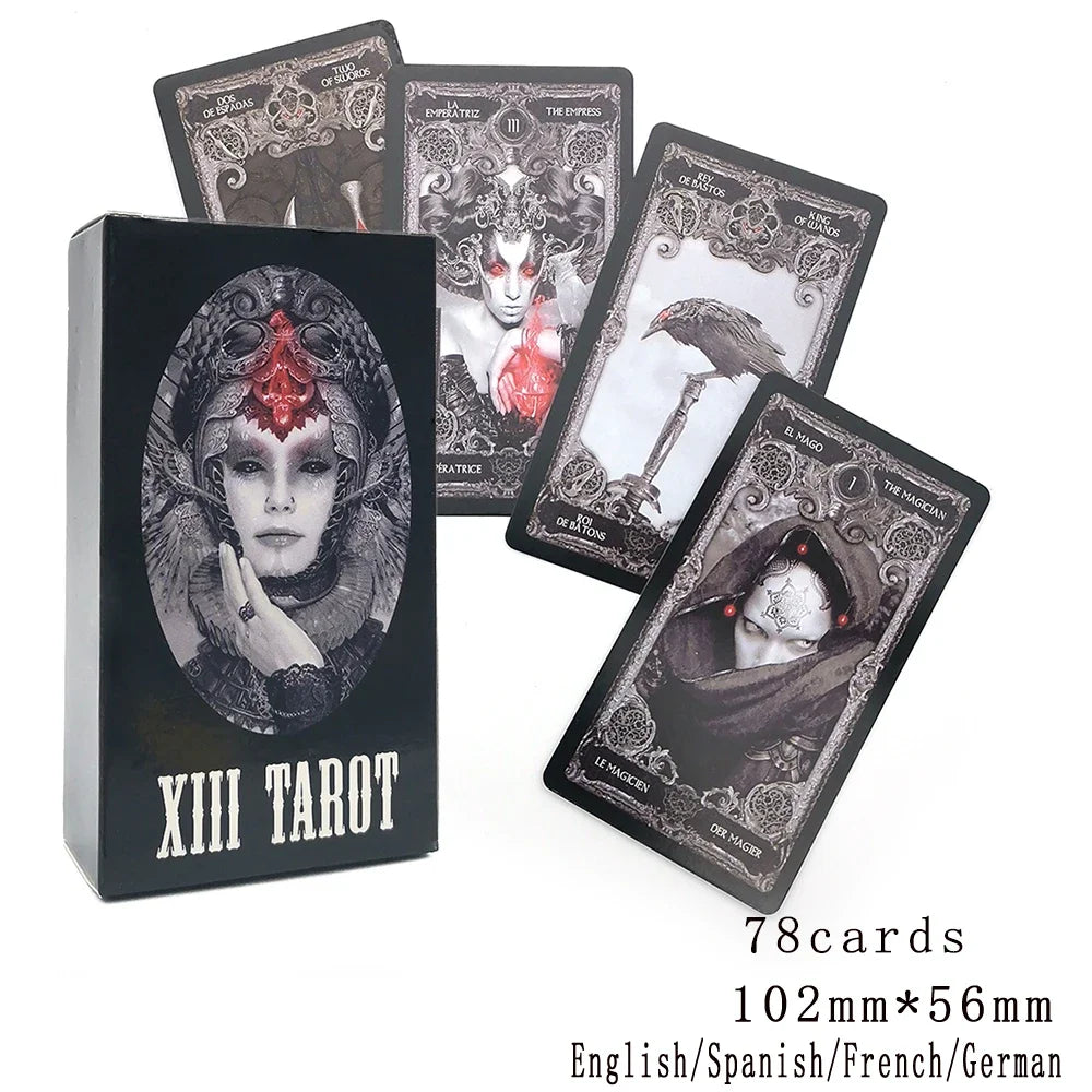 XIII Dark Tarot Cards Deck Board Game English Spanish French German Mysterious Divination Fate Personal Use Card Game  Part