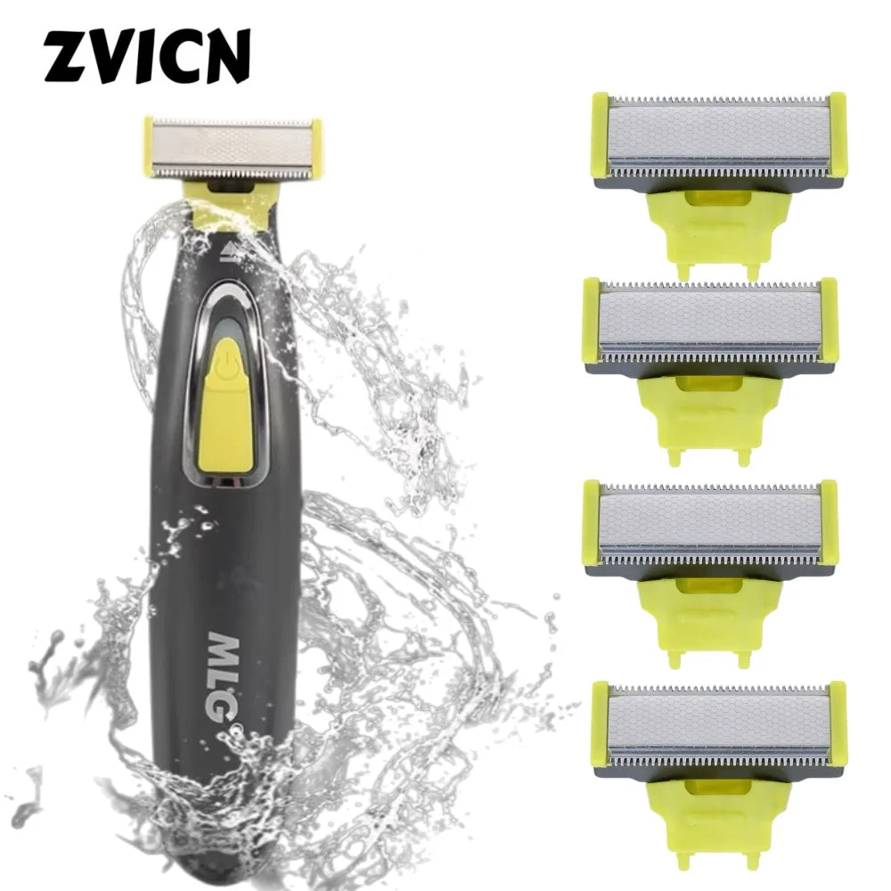 MLG 1pcs replacement head/1box USB rechargeable waterproof electric shaver beard shaver body trimmer men's shaver hair