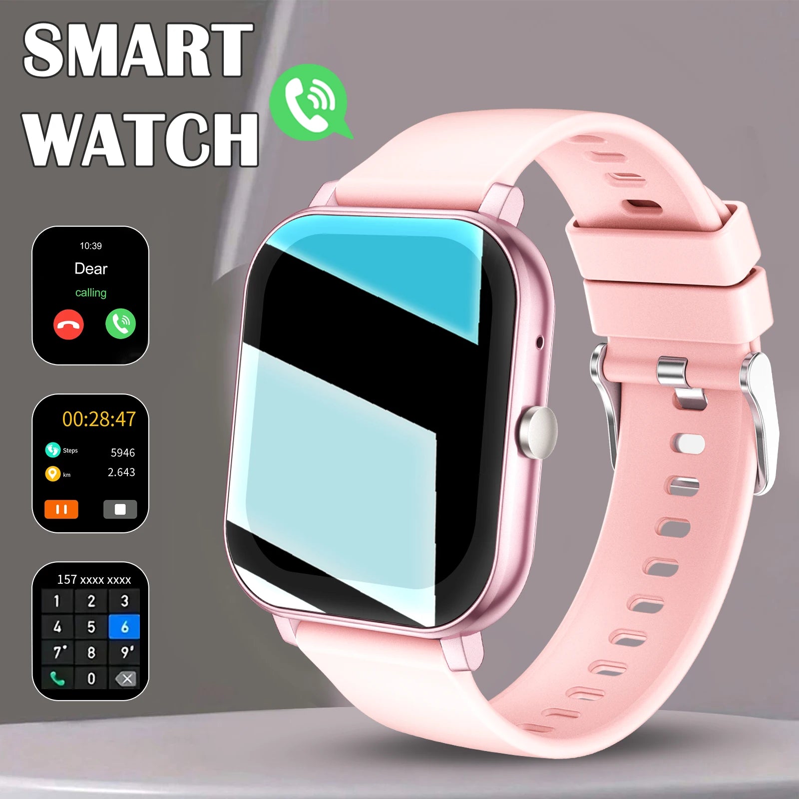 1.83 Inch HD Smartwatch, 1 Count Fashionable Smartwatch with BT Calling & Check Weather, Sports Tracking Smartwatch for Android