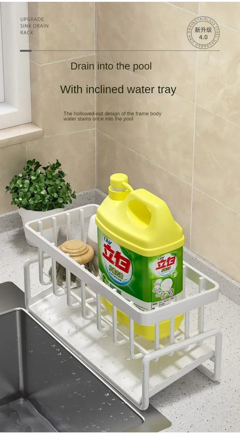 kitchen Organizer storage Multifunctional Sponge Rack Drainer Kitchen Shelf Sink Rag Dishwashing Detergent Dishcloth Organiser