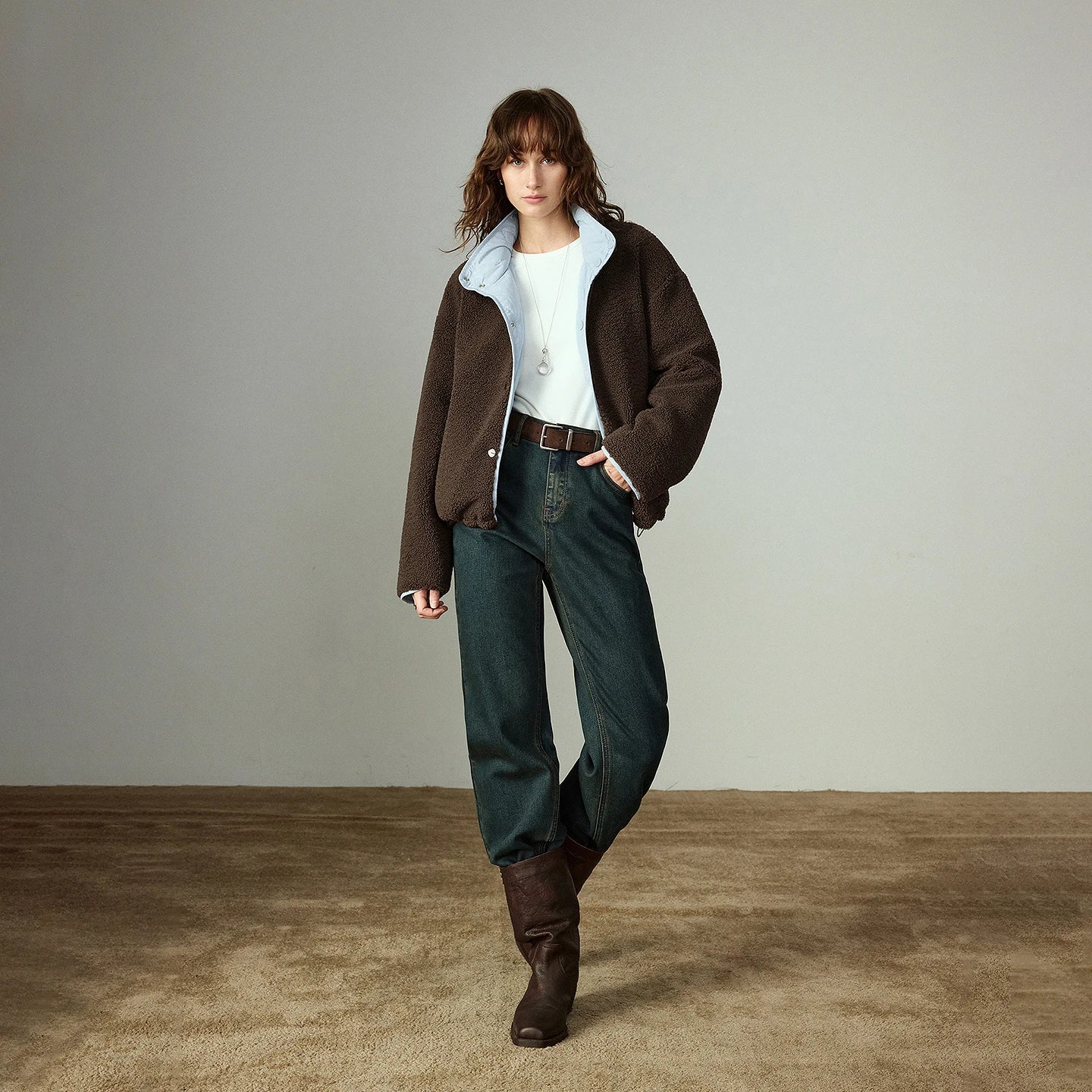 TOYOUTH Women Stretch Jeans 2025 Winter New Slightly Flared Mid-low Waist Slim Fitting Slimming Warm Fleece-lined Long Pants