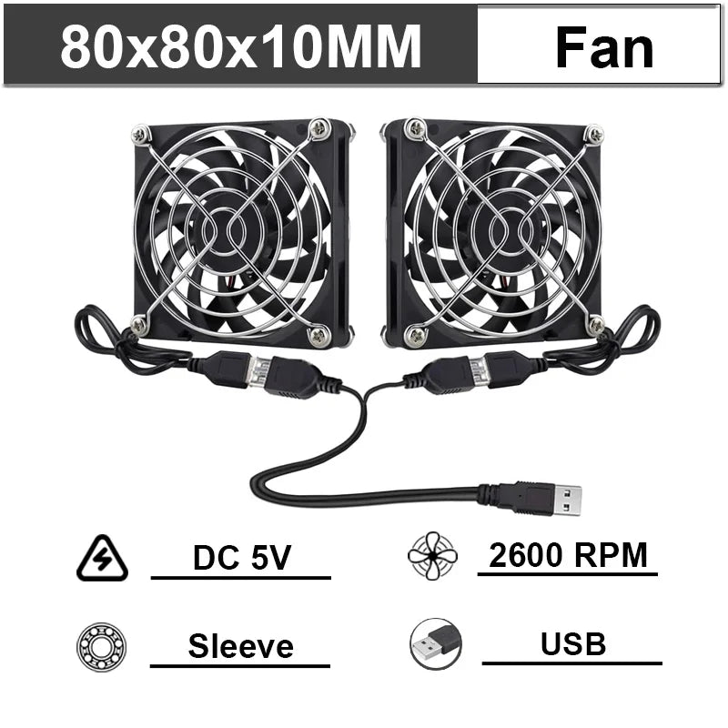 Gdstime 40mm 50mm DC 5V USB 60mm 70mm TV Box Cooling Fan 120mm 140mm Brushless AV Receiver Cooler w 2 in 1 USB Controller Cable