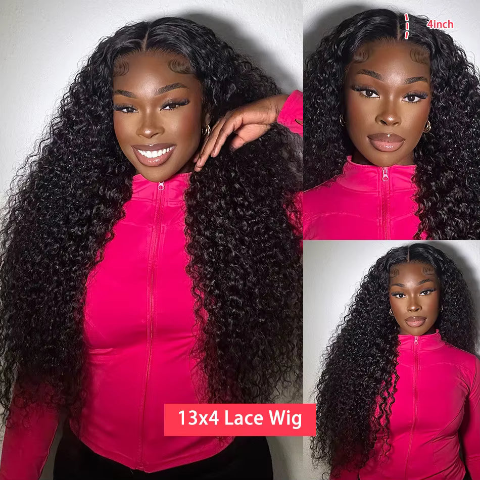 Deep Curly Bob Wigs 13X4 Transparent Lace Frontal Wigs Human Hair 200% Density 100% Human Hair Deep Wave Bob Wig For Black Women