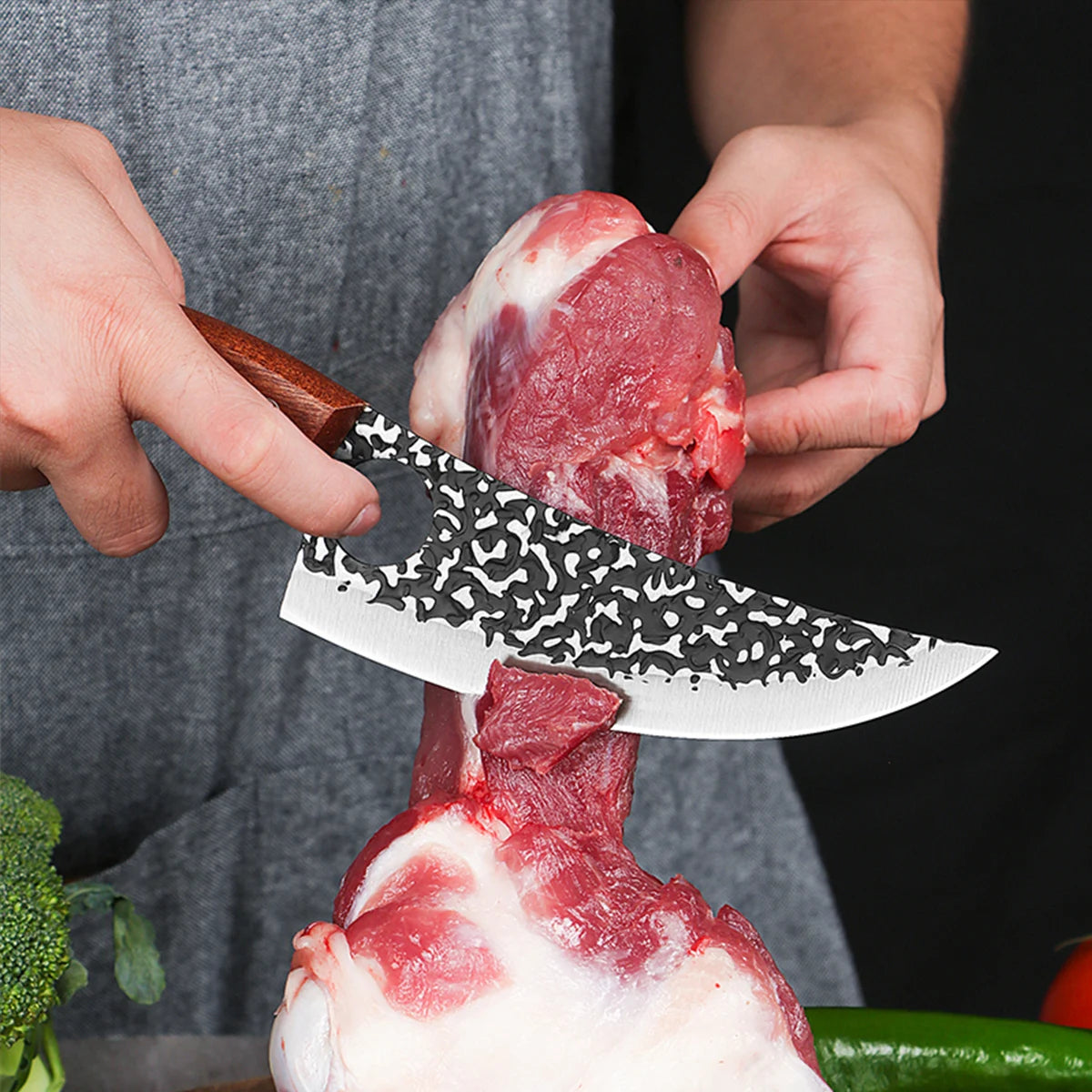 Handmade Forged Kitchen Knife Butcher Knife Boning Knives Meat Cleaver Vegetables Cutter Professional Household Chef Cook Knife