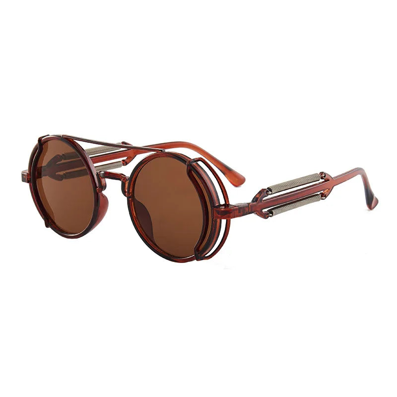 Retro Classic Steampunk Sunglasses UV400 Round Frame Design Colored Lenses Glasses Eyewear Gothic Men Women Sunglasses Steampunk