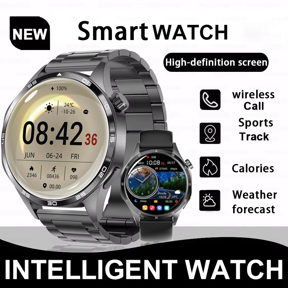 Full Round Smart Watch Men AMOLED HD Screen Bluetooth Call Watches Health Monitoring GPS Tracker Smartwatch Men For Android IOS