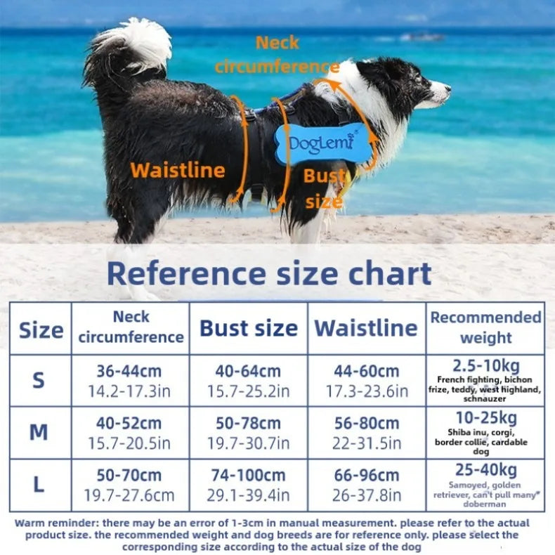 2 in 1 Summer Dog Swimming Rescue Vest Harnesses Adjustable Dogs Life Saving Jacket Swim Chest Strap Walking Out Vest Harnesses