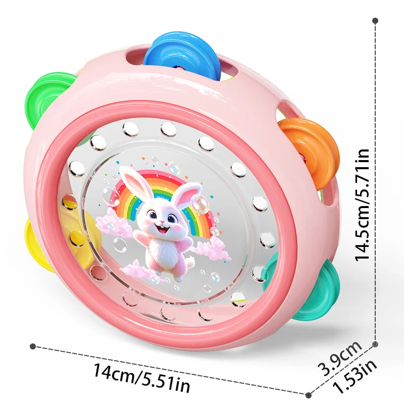 Pink Ringtone Handdrum Baby Toy - Durable ABS Material, with Rabbit & Heart Patterns, Perfect for Newborns & Toddlers