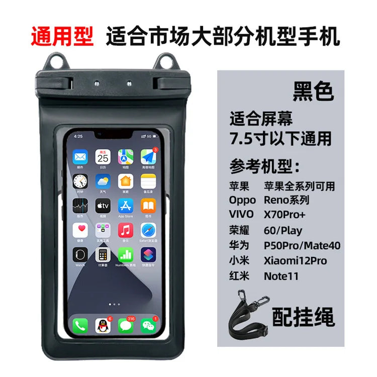 Universal Waterproof Mobile Phone Case Diving Surfing PVC Bags 7.5inch Phone Waterproof Pouch Cover Underwater Swimming Dry Bag