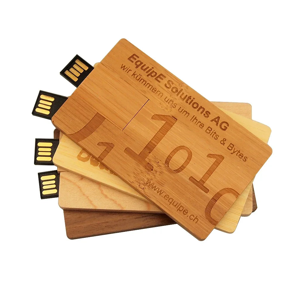 Bamboo & Walnut Wood Card Model Pendrive Usb Flash Drive Memory Stick Usb 2.0 4GB 8GB 16G 32GB 64GB Photography Gift