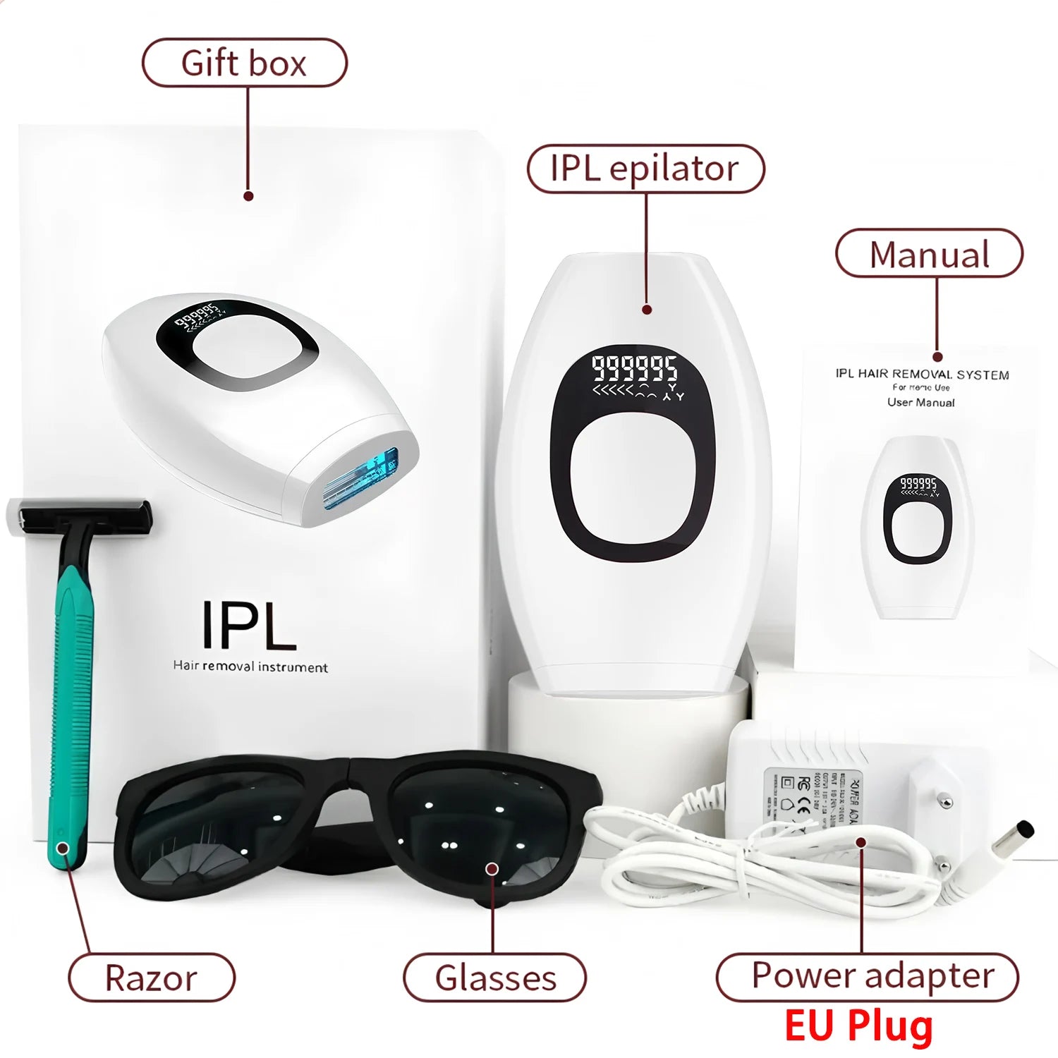 Electric Laser Depilator IPL Pulses Hair Removal Handset Home Professional Painless Depilator Painless Razor Tool EU Plug
