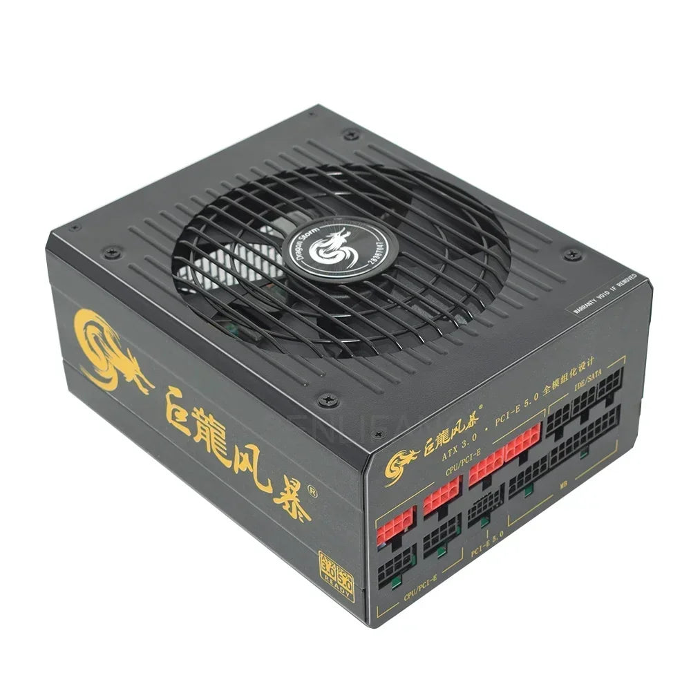 14MM Fan Support Dual CPU 1600W Power Supply ATX 3.0 PCIe 5.0 Unit Professional E-Sports Video Game Computer PSU PC Active PFC