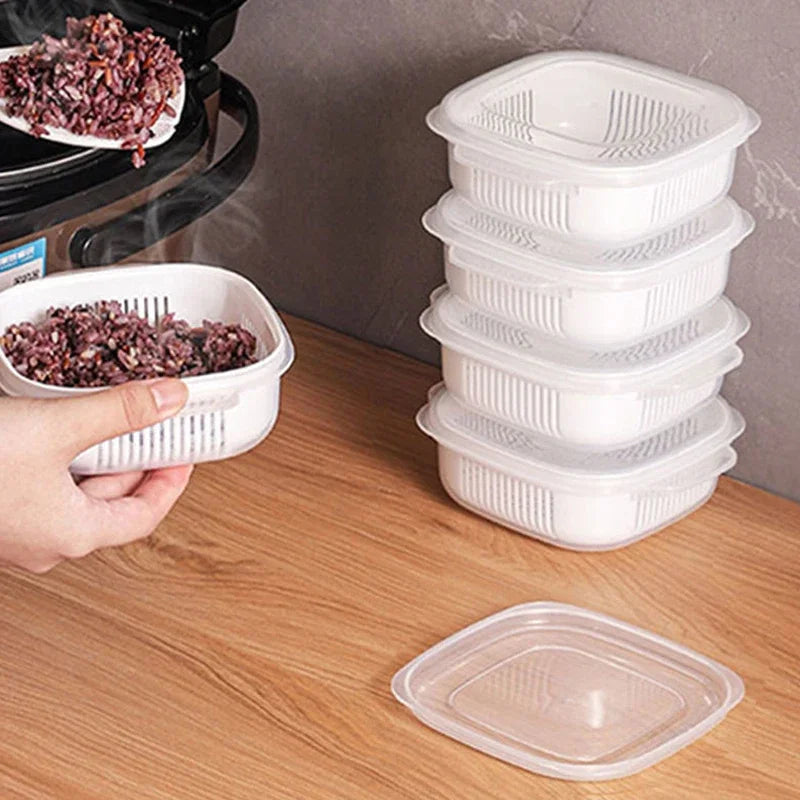 Food Storage Box Rice Fruit Preservation Container Microwave Oven Heating Refrigerator Freezer Storage Packing Kitchen Tool
