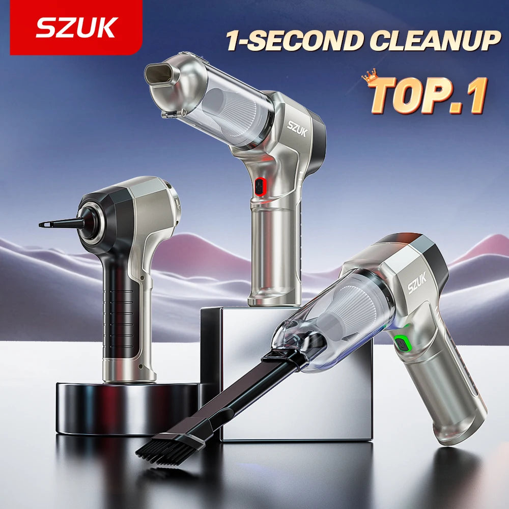 SZUK 18000PA Mini Car Vacuum Cleaner Cordless Handheld  Cleaning Machine  Portable  Wireless Cleaner for Home and Car